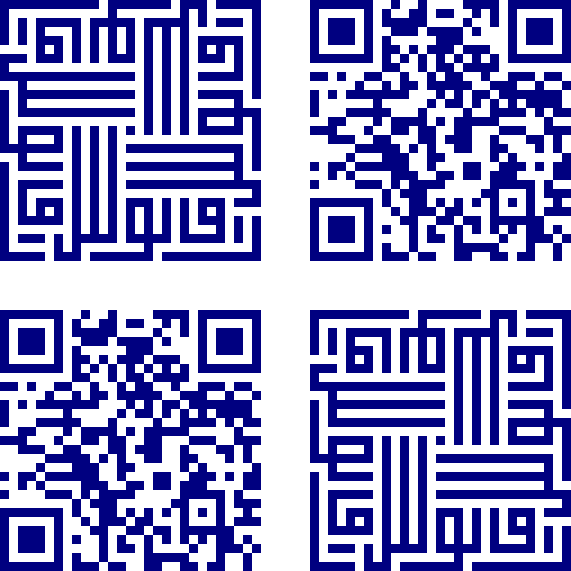 QR-kod och kufisk kvadratisk skrift